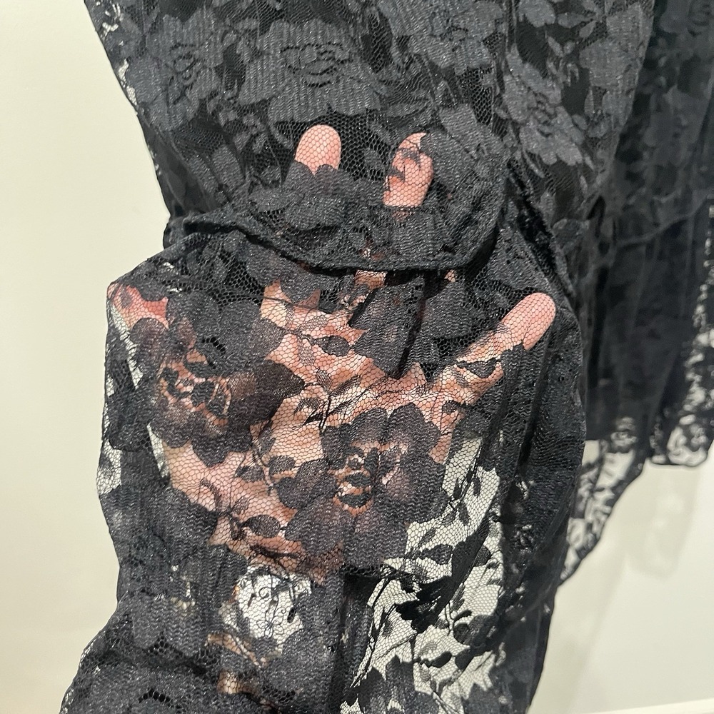 Vtg Lace Maxi Skirt Large Pull On Fairy Whimsigoth Festival Boho 90s Y2K Grunge - Picture 3 of 7